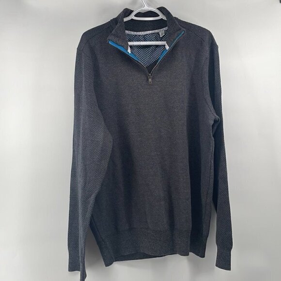 Robert Graham Grey 1/4 Zip Sweater Long Sleeve Warm Career Occasion - Picture 2 of 9
